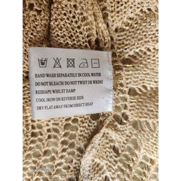 Vandana sparkly gold crocheted dressy button up - Picture 6 of 12